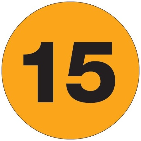 Bsc Preferred 2'' Circle - ''15'' Fluorescent Orange Number Labels BUY00019805